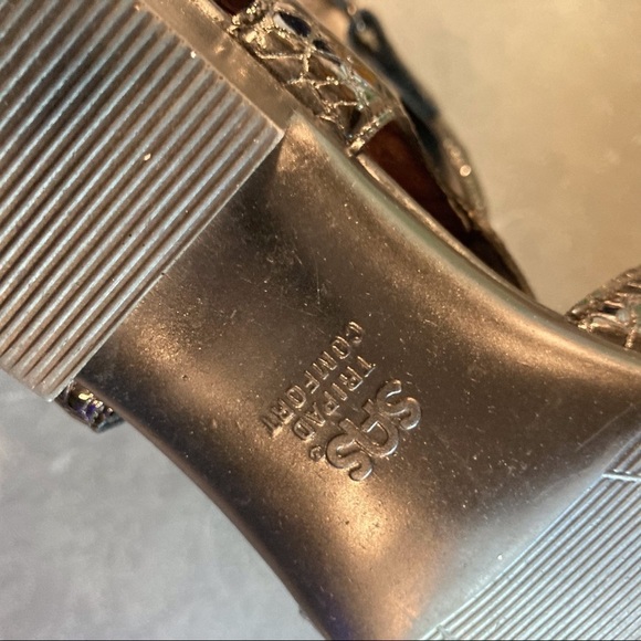 SAS sz 7.5 Suntimer Heel Strap Sandal black patent croc - Picture 8 of 13